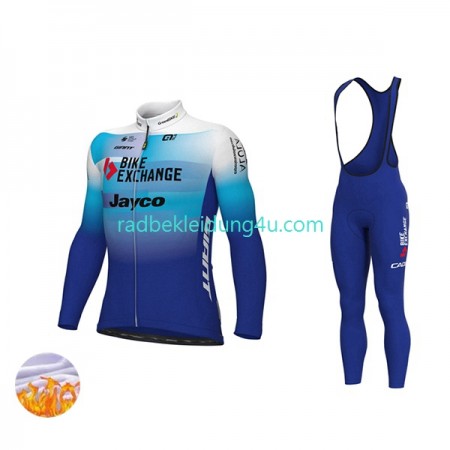 Set Langarmtrikot + Trägerhose Lange Winter Thermal Fleece 2022 Team BikeExchange-Jayco N001